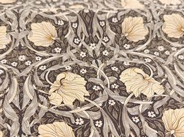 シーチングプリント BEST OF MORRIS「ピンパネル」チャコール地×ベージュ花