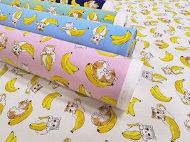かわいいキャットオックスプリント「ネコバナナ」_拡大イメージ