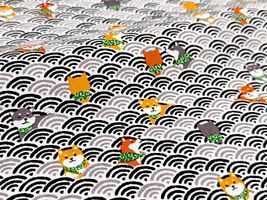 柴犬と青海波の和調スケアプリント黒