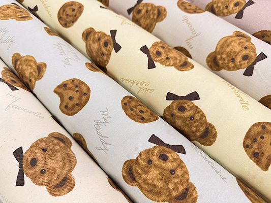 【現品限り特価】クマさんとチョコクッキーのオックスプリント