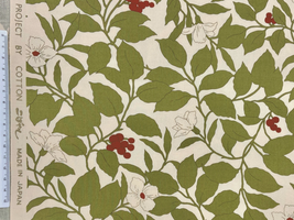 コットンこばやし 花と葉と実のツイルプリントアイボリー地