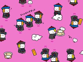リトルミステリーシーチングプリント「キョンシー」ビビットピンク