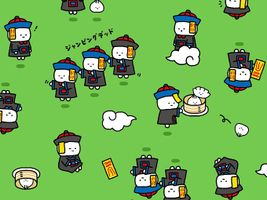 リトルミステリーシーチングプリント「キョンシー」黄緑