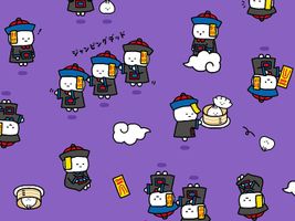 リトルミステリーシーチングプリント「キョンシー」パープル