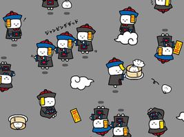 リトルミステリーシーチングプリント「キョンシー」グレー
