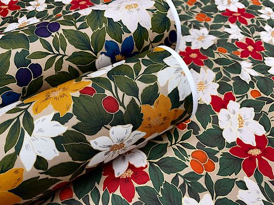 コットンこばやし 金ラメ花のツイルプリント