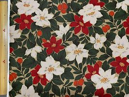 コットンこばやし 金ラメ花のツイルプリントレッド