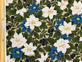 コットンこばやし 金ラメ花のツイルプリントブルー