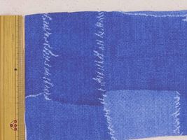 カジュアルパッチワークデニムのクールクロスニットブルー