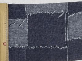 カジュアルパッチワークデニムのクールクロスニットブラック