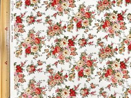 コットンこばやし エレガントブーケのツイルプリントオレンジ系