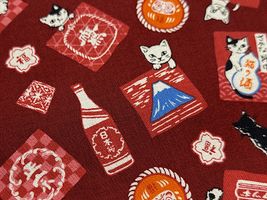 猫酒屋の和調スケアプリントレッド