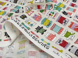 にゃんともかわいいシーチングプリント「猫の糸」_拡大イメージ