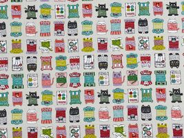 にゃんともかわいいシーチングプリント「猫の糸」_拡大イメージ