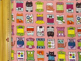 にゃんともかわいいシーチングプリント「猫の糸」_拡大イメージ