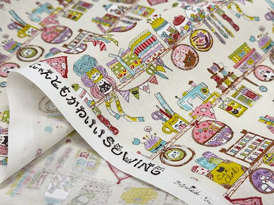 にゃんともかわいいシーチングプリント「にゃんこ手芸店」