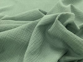ニュアンスカラーの広幅ぽこぽこダブルガーゼくすみグリーン