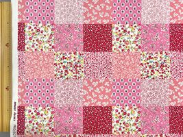 コットンこばやし 花柄パッチワーク調ブロードプリントピンク