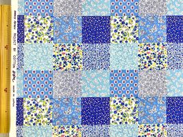 コットンこばやし 花柄パッチワーク調ブロードプリントブルー