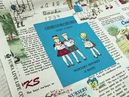 【現品限り特価】YUWAシャーティングプリント「Children's Daily Life」ブルー