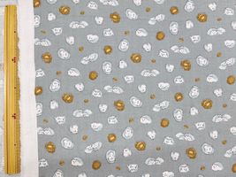 ハリネズミといがぐりのダブルガーゼプリントブルーグレー