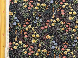 コットンこばやし 綿麻シーチングプリント「botanical flower」ブラック