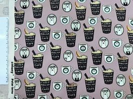 コットンこばやしツイルプリント「 くすみカラーのバリスタくま」くすみピンク