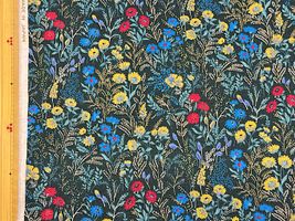 コットンこばやし 綿麻シーチングプリント「botanical flower」グリーン