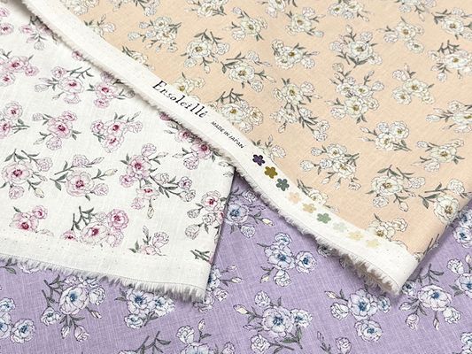 綿麻プリント 「アンソレイエ・トルコキキョウ」