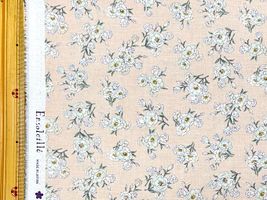 綿麻プリント 「アンソレイエ・トルコキキョウ」ペールオレンジ