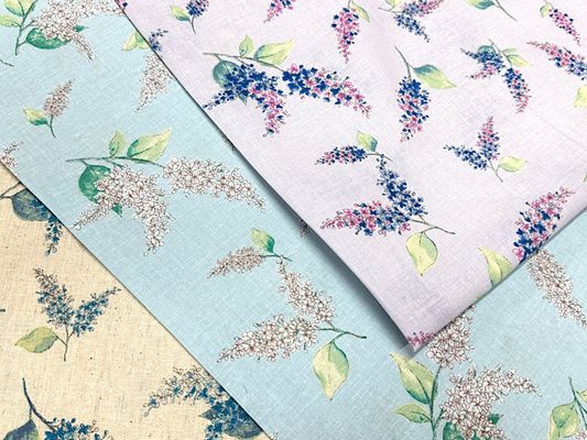 綿麻プリント 「アンソレイエ・ライラック」