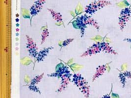 綿麻プリント 「アンソレイエ・ライラック」ラベンダー