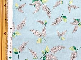 綿麻プリント 「アンソレイエ・ライラック」ライトブルー