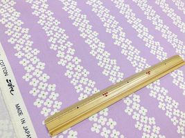 コットンこばやし 北欧調ストライプフラワーキャンバスラベンダー