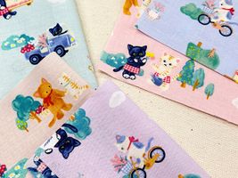 シーチングプリント nunomonogatari「ねこのお花屋さん」_拡大イメージ