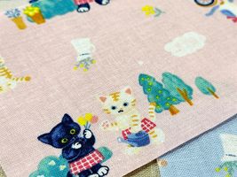 シーチングプリント nunomonogatari「ねこのお花屋さん」_拡大イメージ