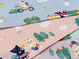 シーチングプリント nunomonogatari「ねこのお花屋さん」_拡大イメージ