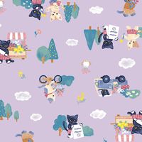 シーチングプリント nunomonogatari「ねこのお花屋さん」_拡大イメージ
