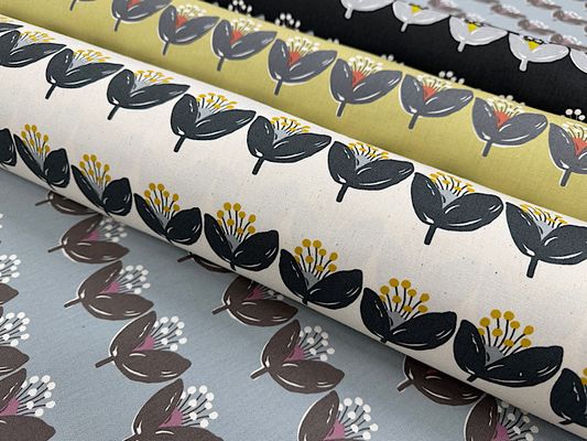 くすみカラーの北欧調フラワーアートオックスプリント