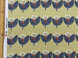 くすみカラーの北欧調フラワーアートオックスプリントイエロー