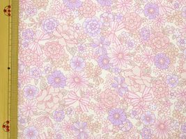 リボンと小花のブロードプリントパステルピンク