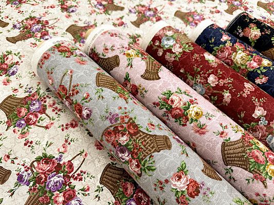 綿麻キャンバスプリント「薔薇いっぱいのバスケット」