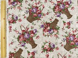 綿麻キャンバスプリント「薔薇いっぱいのバスケット」生成(綿かす残し)