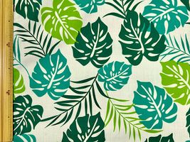 「モンステラ」の綿ポリハワイアンプリントライトグリーン系