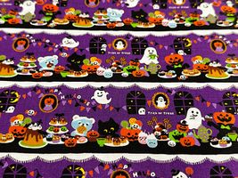 ハロウィンプリント「オバケたちの晩餐会」パープル