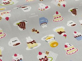 オックスプリント「ゆるふわアニマルカフェ」グレー