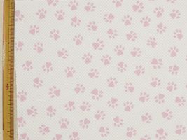 わんこのあしあとクールクロスニット白地×パステルピンク