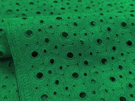 【現品限り特価】Exclusive Collection ビビッドカラーのコットンレース 「ドット」グリーン