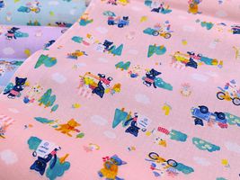 シーチングプリント nunomonogatari「ねこのお花屋さん」_拡大イメージ