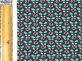 コットンこばやし 北欧調ミニペイントローズブロードプリントグレー